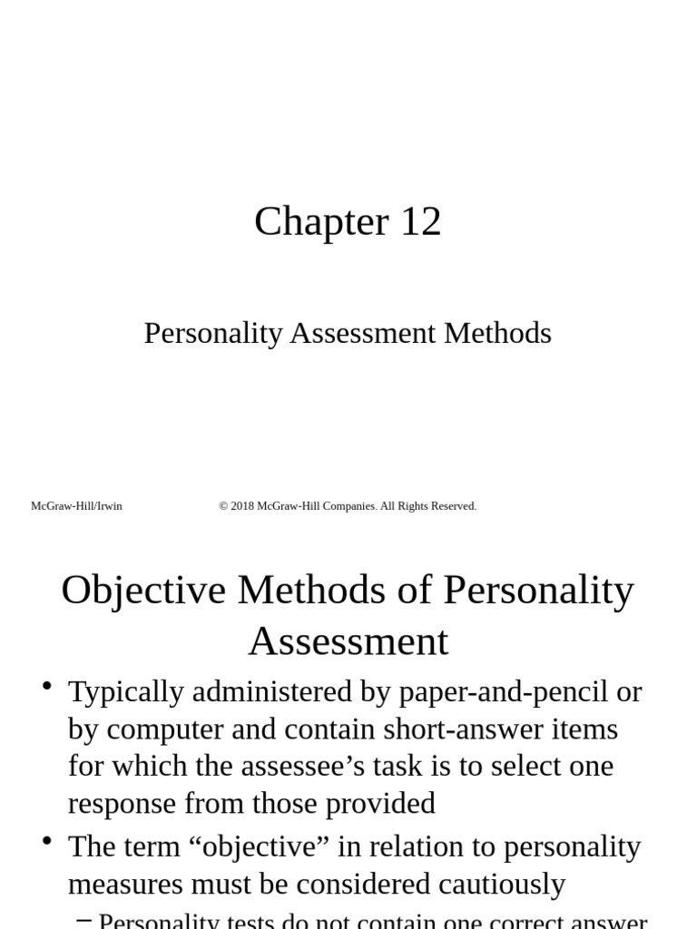 Personality Assessment Methods Overview | PDF | Psychological Concepts ...