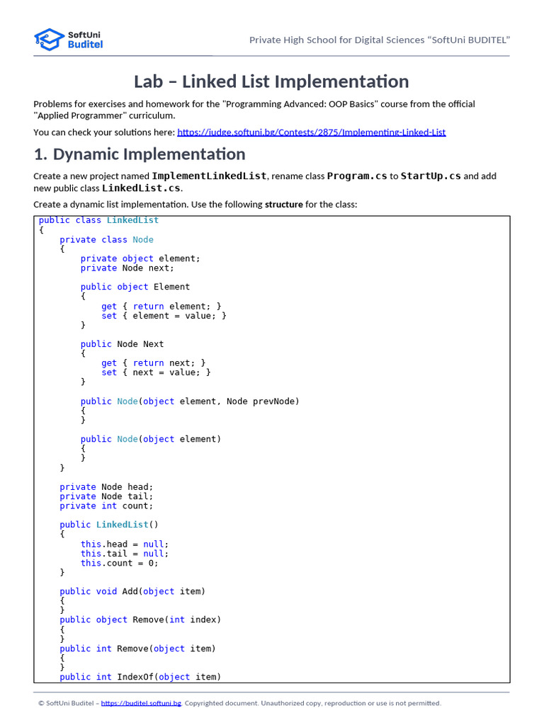 Linked List Implementation Guide | PDF | Pointer (Computer Programming ...