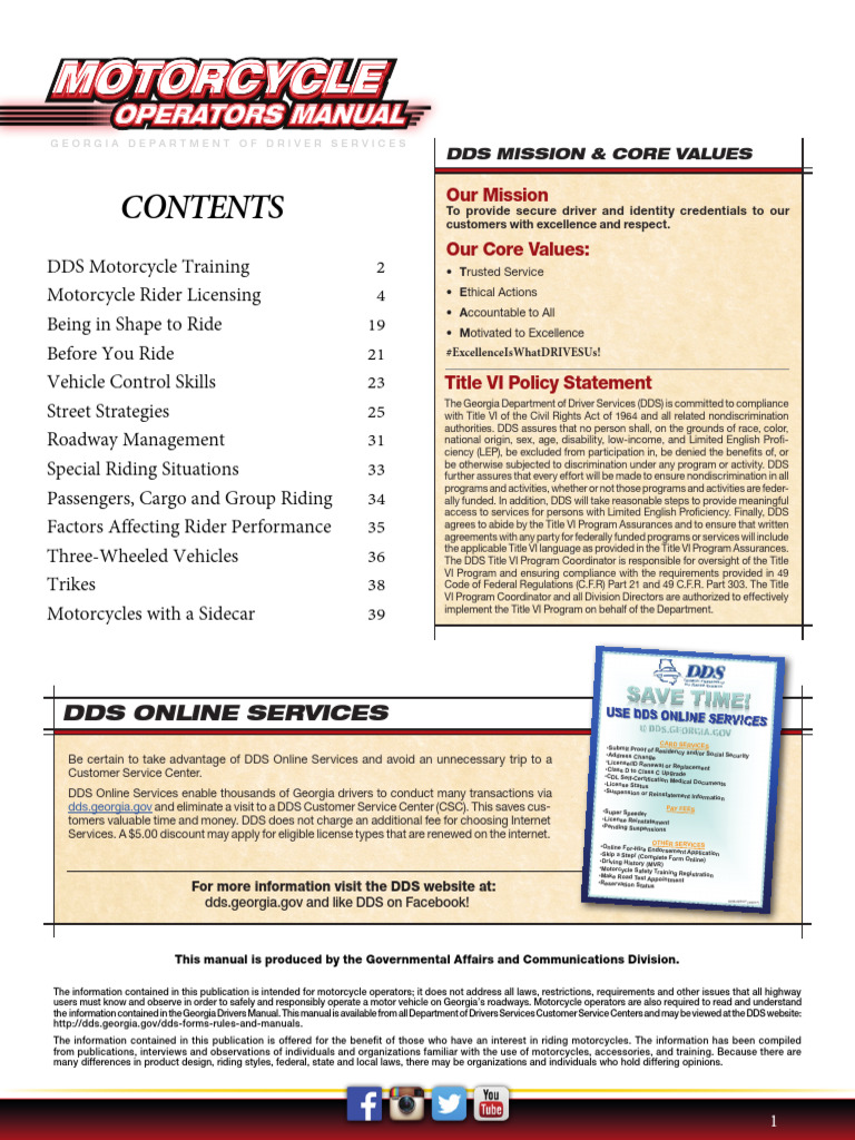 Georgia Motorcycle Operators Manual | PDF