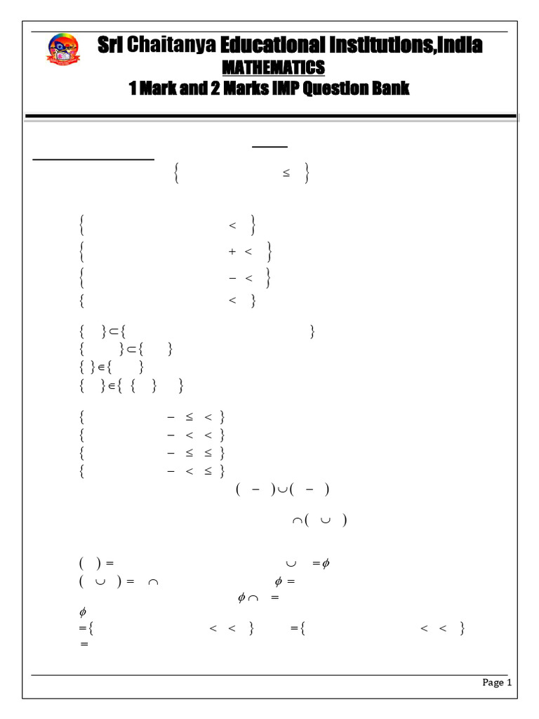 Mathematics Question Bank: Sets & Functions | PDF | Ellipse | Geometric ...