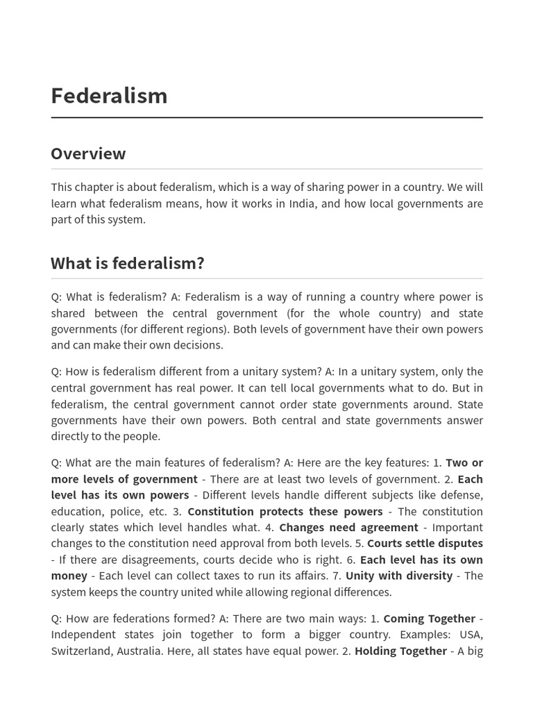 Understanding Federalism in India | PDF | Government | Governance
