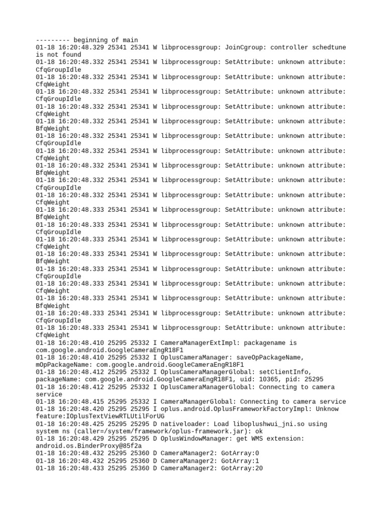 Oplus Camera and Audio Log Errors | PDF