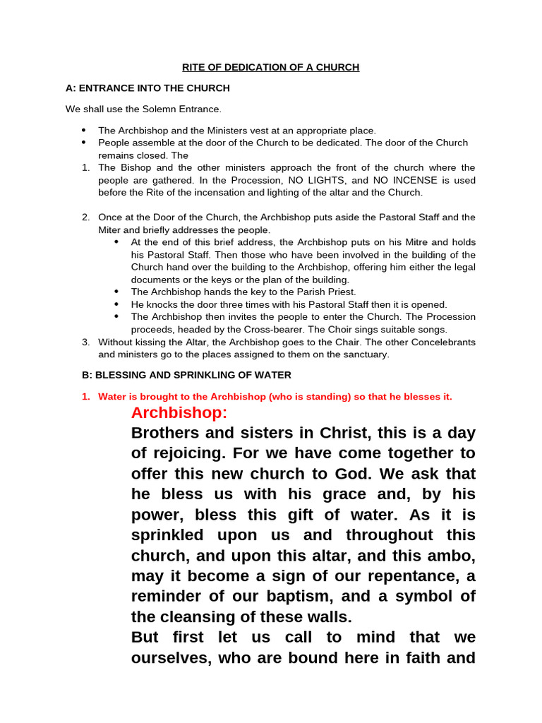 Church Dedication Ceremony Guide | PDF | Altar | Eucharist