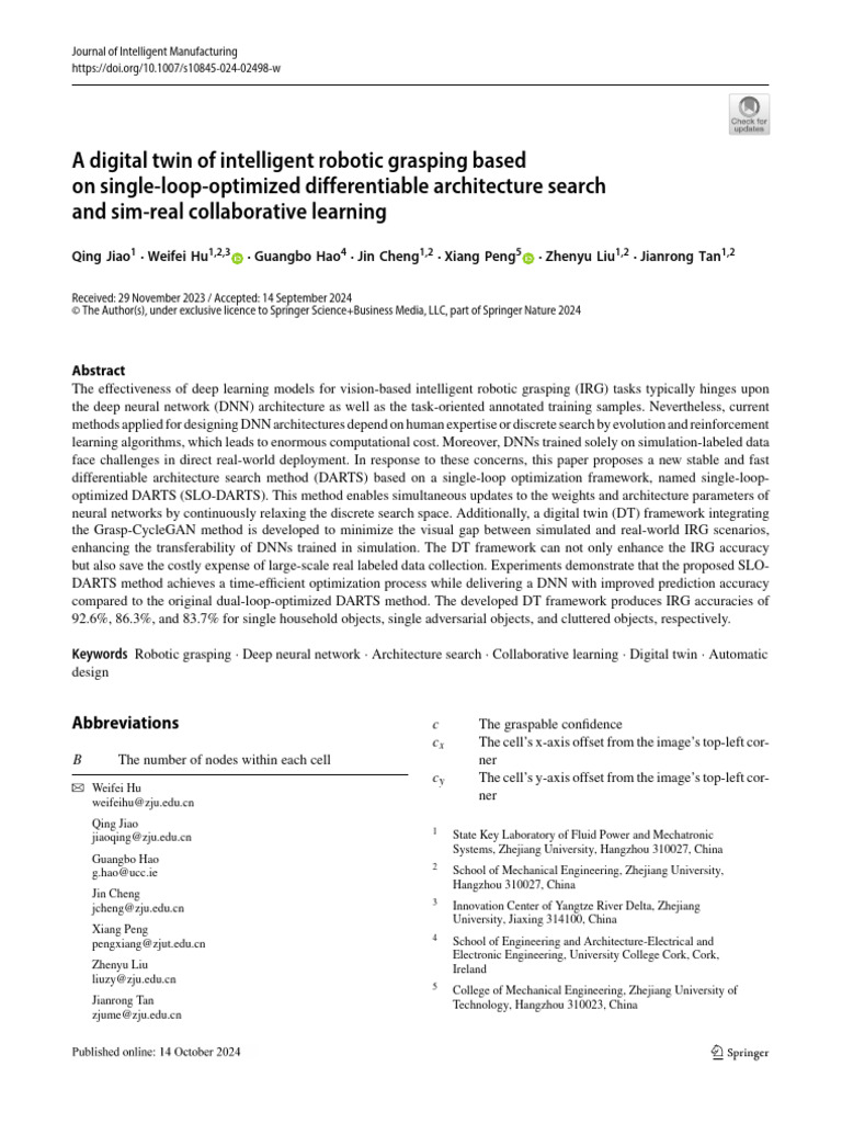 Digital Twin for Robotic Grasping Optimization | PDF | Deep Learning ...
