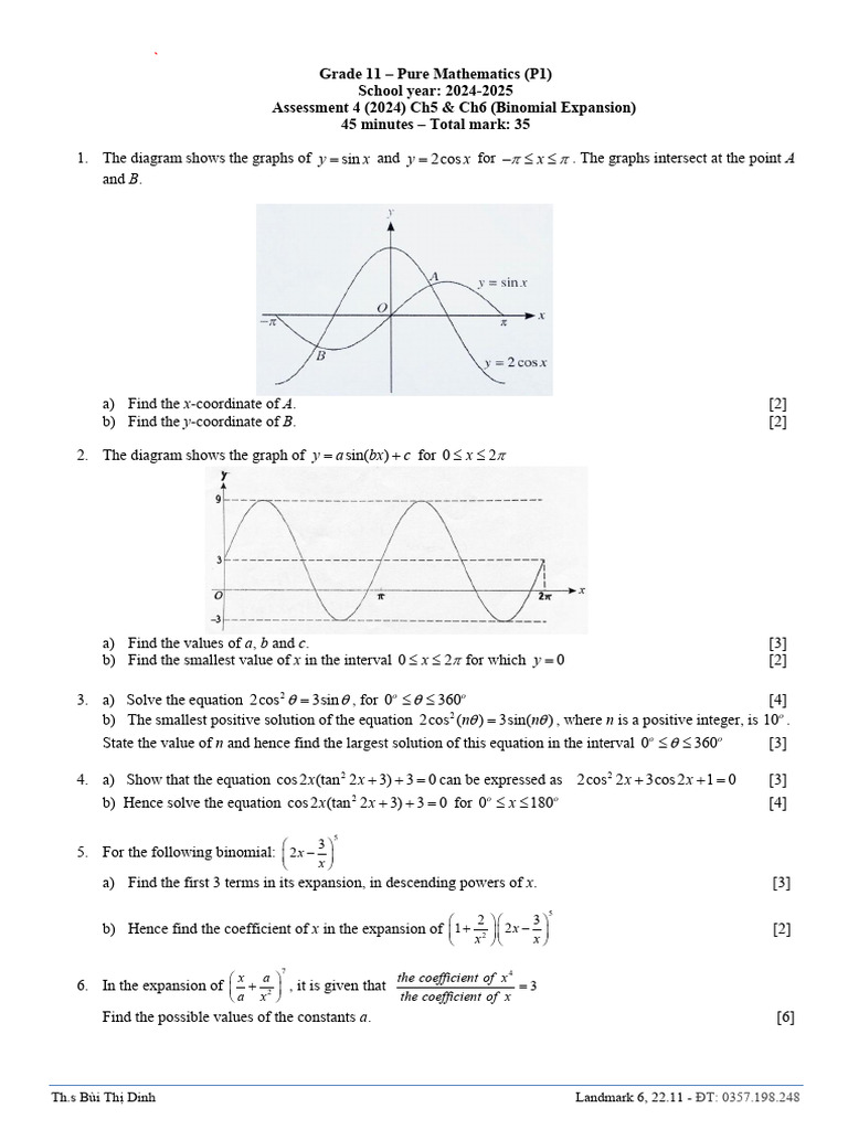 Grade 11 Pure Math Assessment 2024 | PDF | Equations | Combinatorics