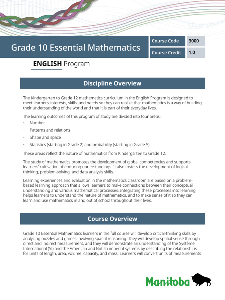 Grade 10 Essential Mathematics Overview | PDF | Trigonometric Functions ...