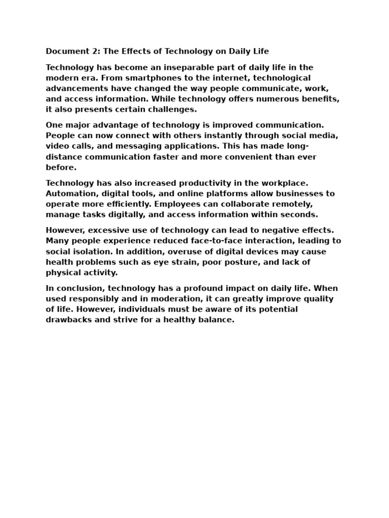 Impact of Technology on Daily Life | PDF