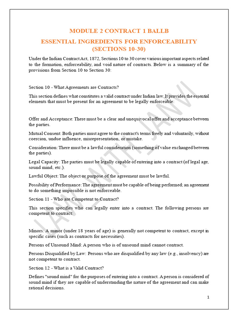 Module 2 Contract 1 Ballb Sem 5 | PDF | Consideration | Misrepresentation