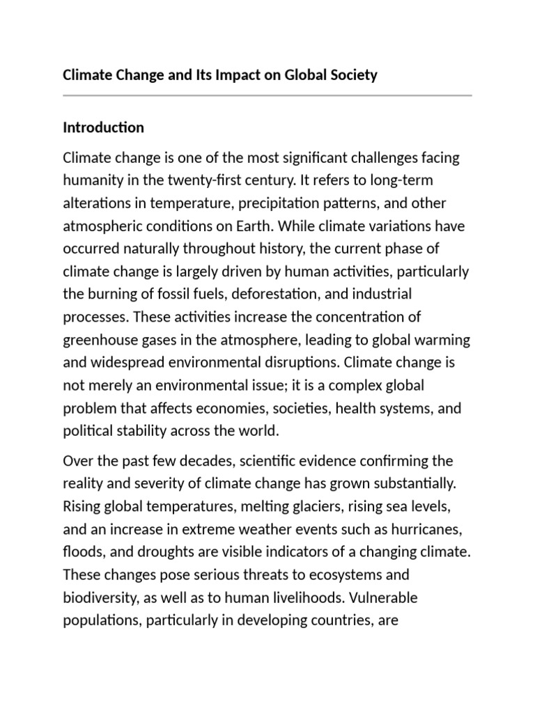 Impact of Climate Change on Society | PDF | Climate Change | Greenhouse Gas