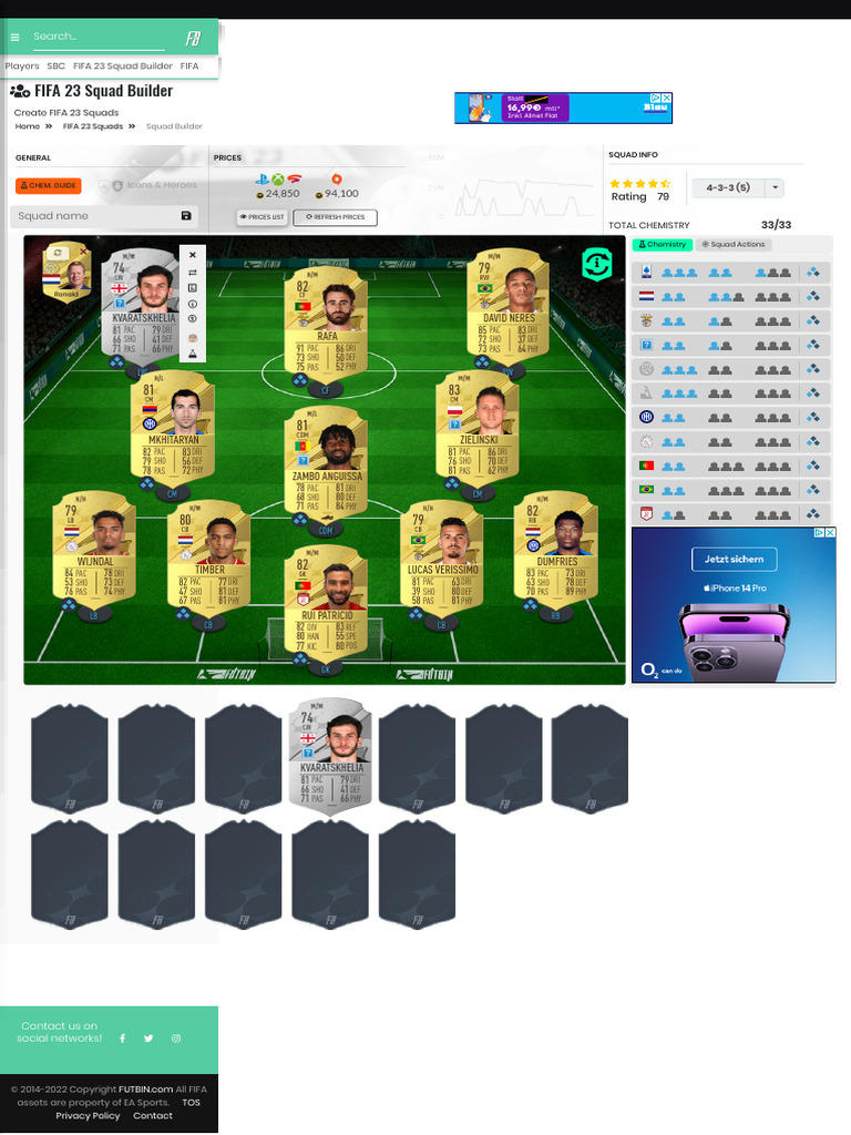 FIFA 23 Squad Builder Tool | PDF