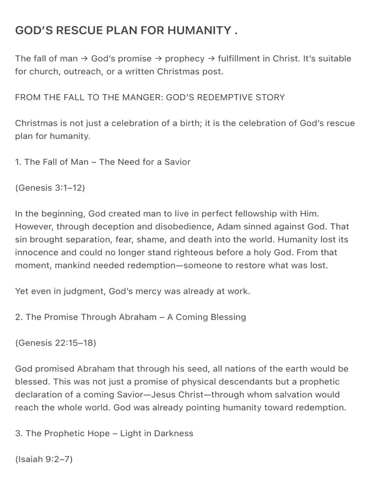 God’s Rescue Plan for Humanity . | PDF | Jesus | God In Christianity