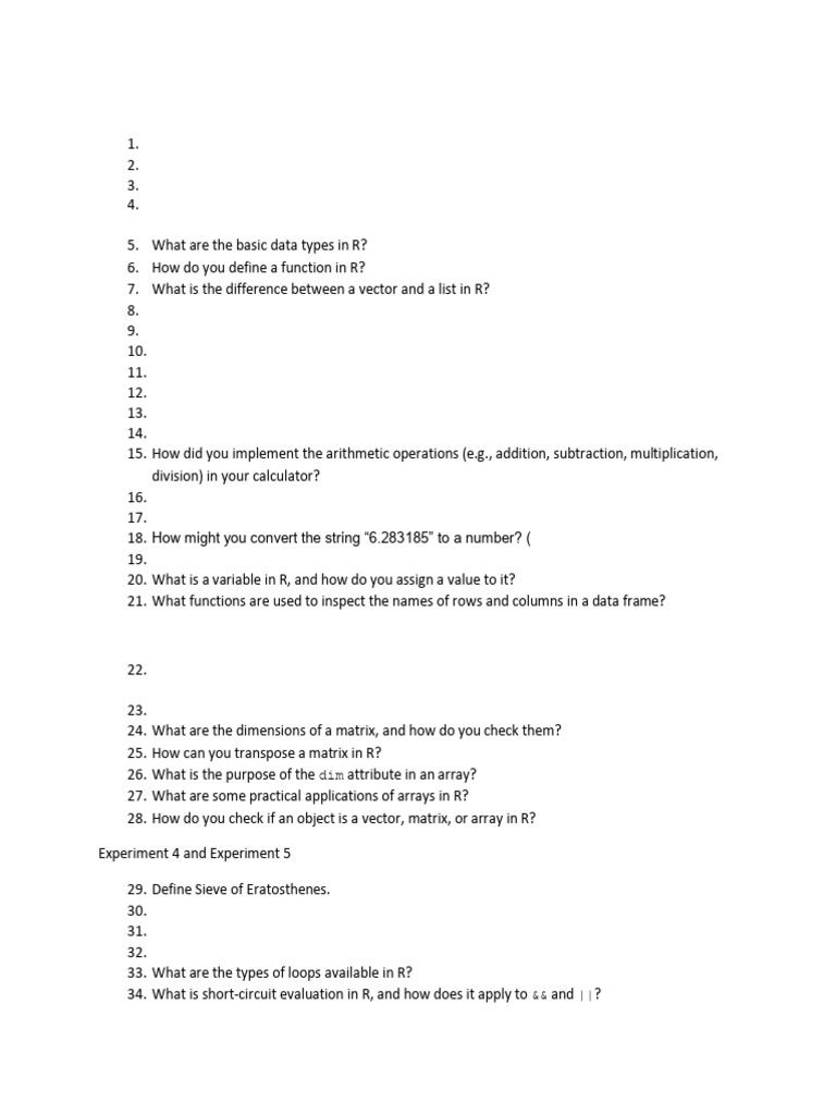 R Programming Experiments and Functions | PDF | Function (Mathematics ...