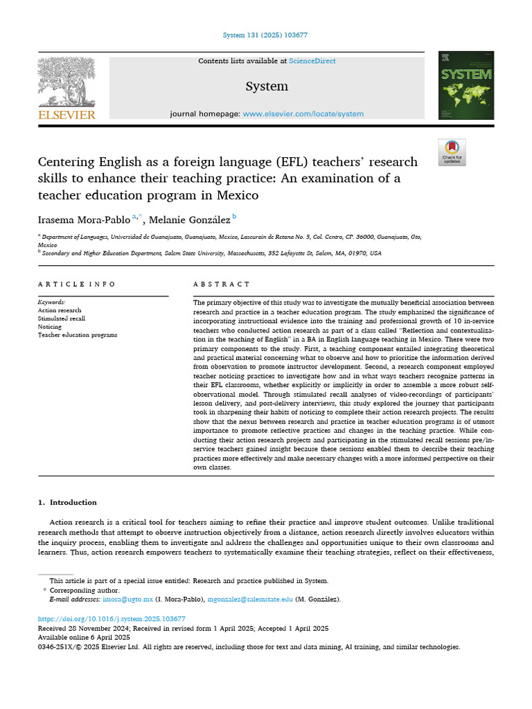 Enhancing EFL Teaching Through Research | PDF | Reflective Practice ...