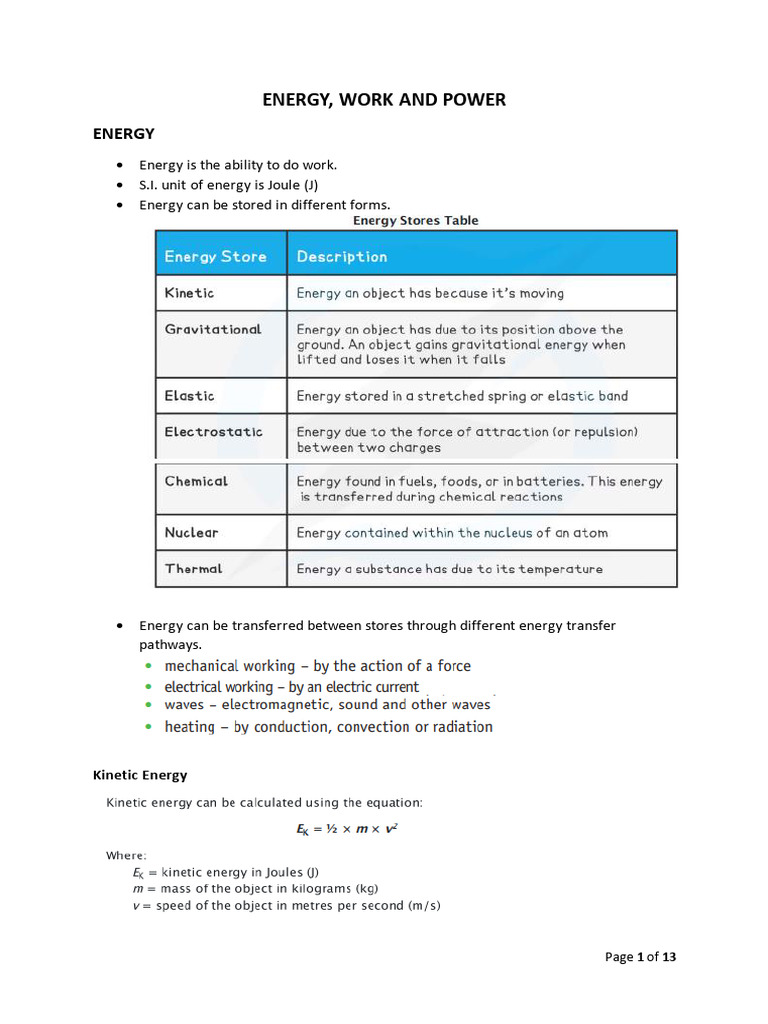 Energy, Work, and Power Explained | PDF | Solar Energy | Renewable Energy