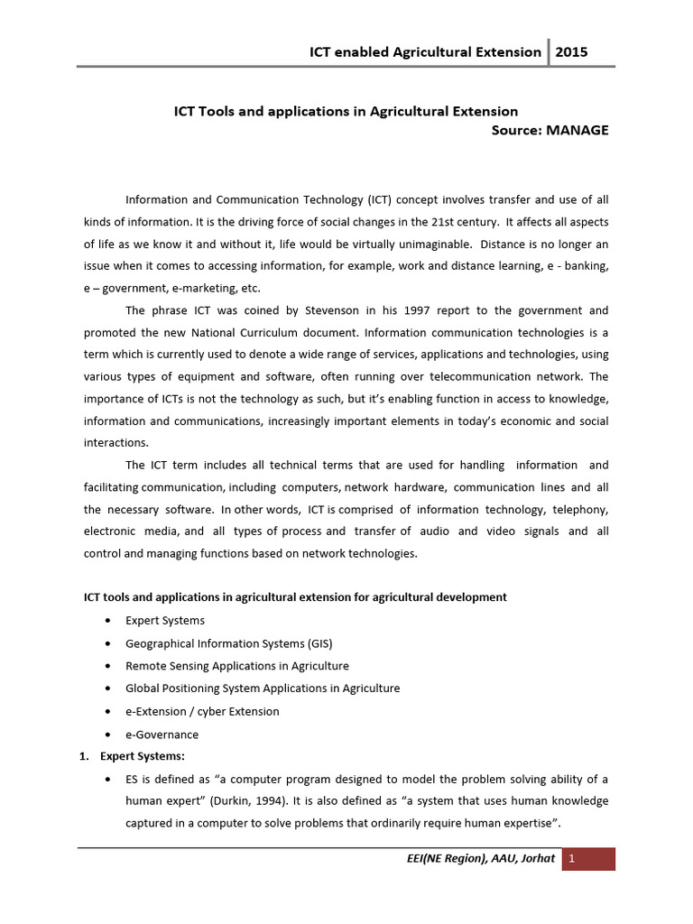 ICT Tools in Agricultural Extension | PDF | Geographic Information ...