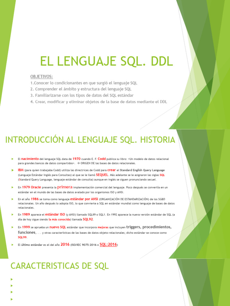 Introducción al Lenguaje SQL DDL | PDF | SQL | Bases de datos