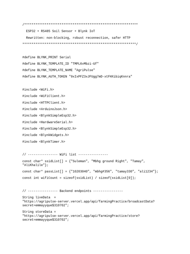 ESP32 Soil Sensor with Blynk IoT Integration | PDF | Computing ...
