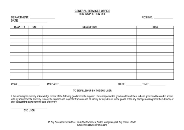 Goods Inspection Acknowledgment Form | PDF