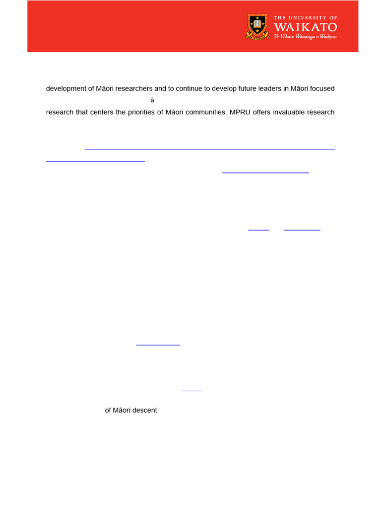 MPRU Thesis Scholarship for Māori Researchers | PDF | Thesis