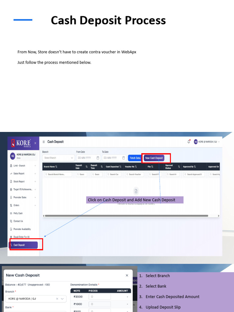 Cash Deposit Process | PDF