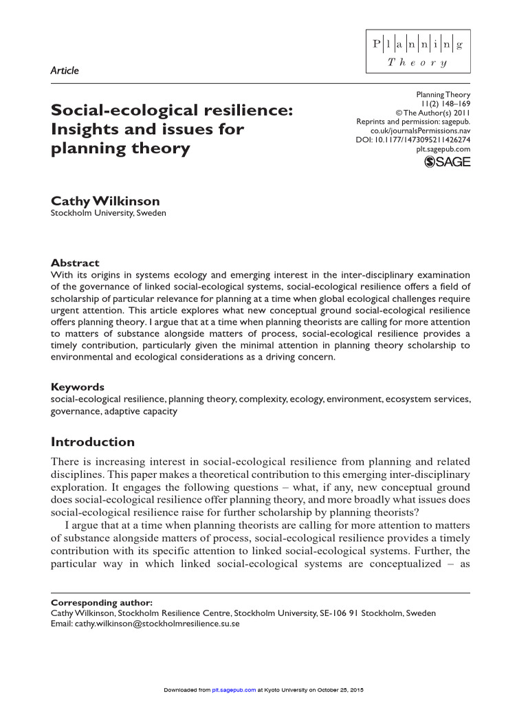 Social-Ecological Resilience in Planning Theory | PDF | Ecological ...