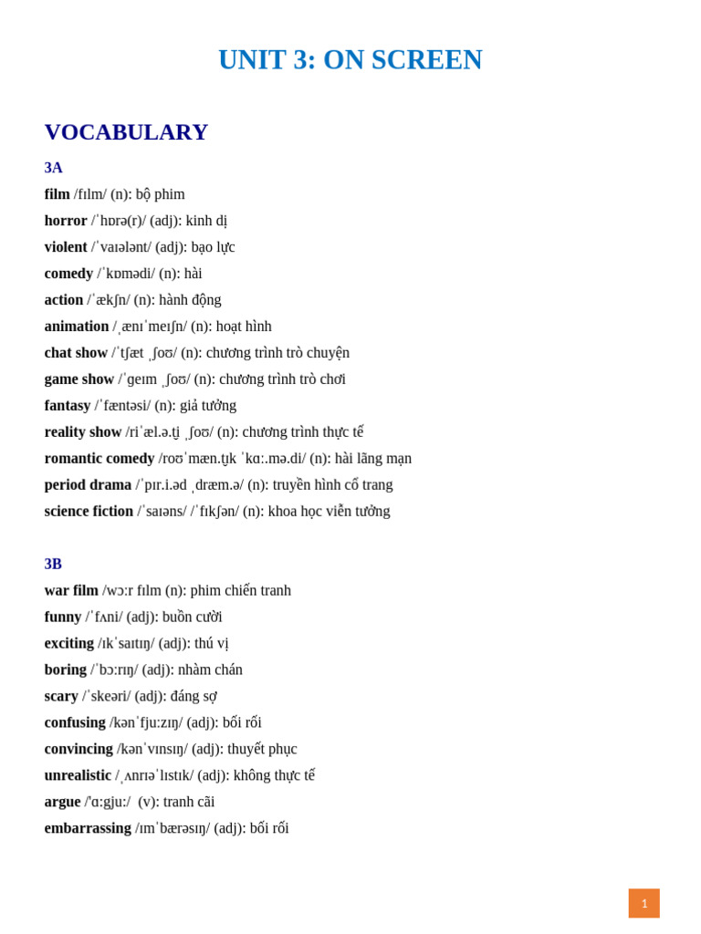 Từ Vựng Ngữ Pháp Bài Tập Bổ Trợ Ta10 Friends Global Unit 3 (Hs) | PDF