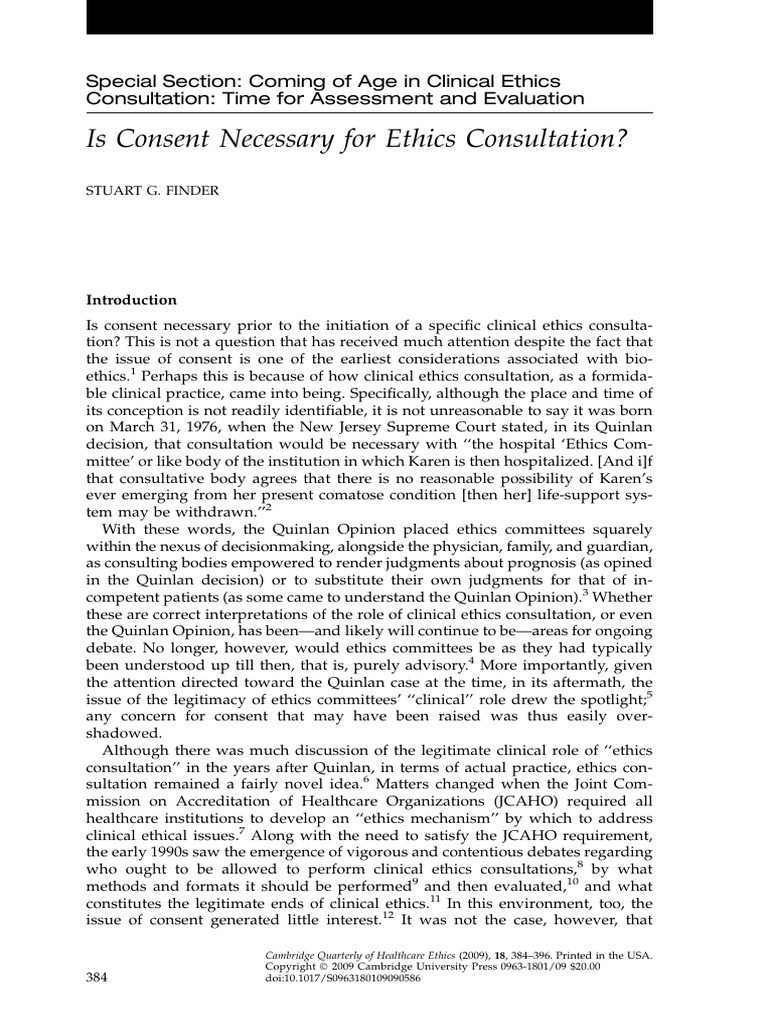 Consent in Clinical Ethics Consultation | PDF | Informed Consent ...