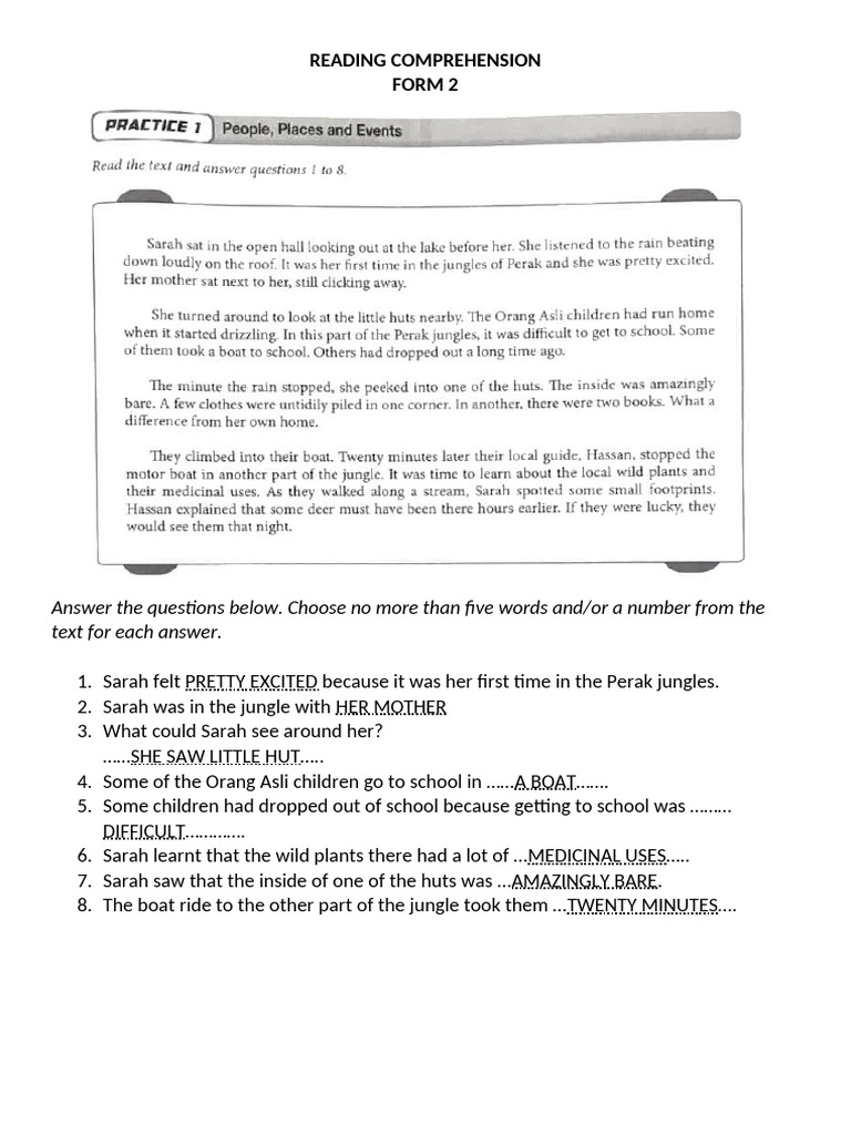 Reading Comprehension Exercises for Kids | PDF
