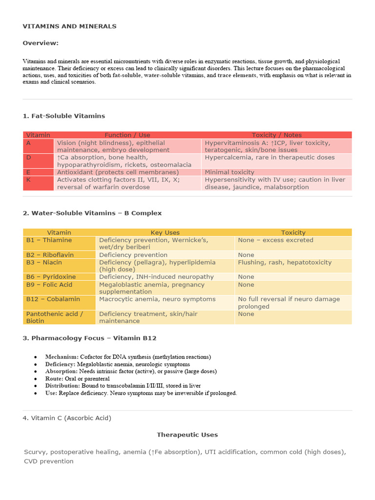 Vitamins, Minerals, and Prescription Guidelines | PDF | Antiviral Drug ...
