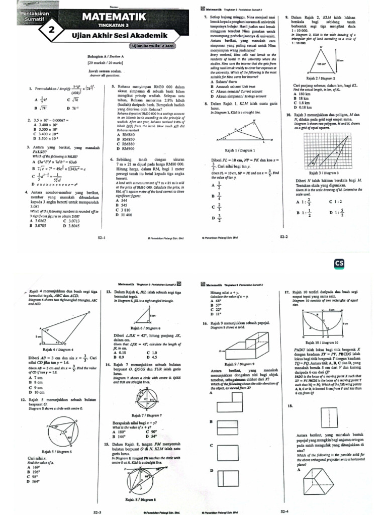 Pentaksiran Sumatif pelangi set 2 (Objektif) | PDF