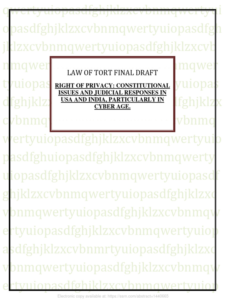 Privacy Rights: USA & India in Cyber Age | PDF | Privacy | Right To Privacy