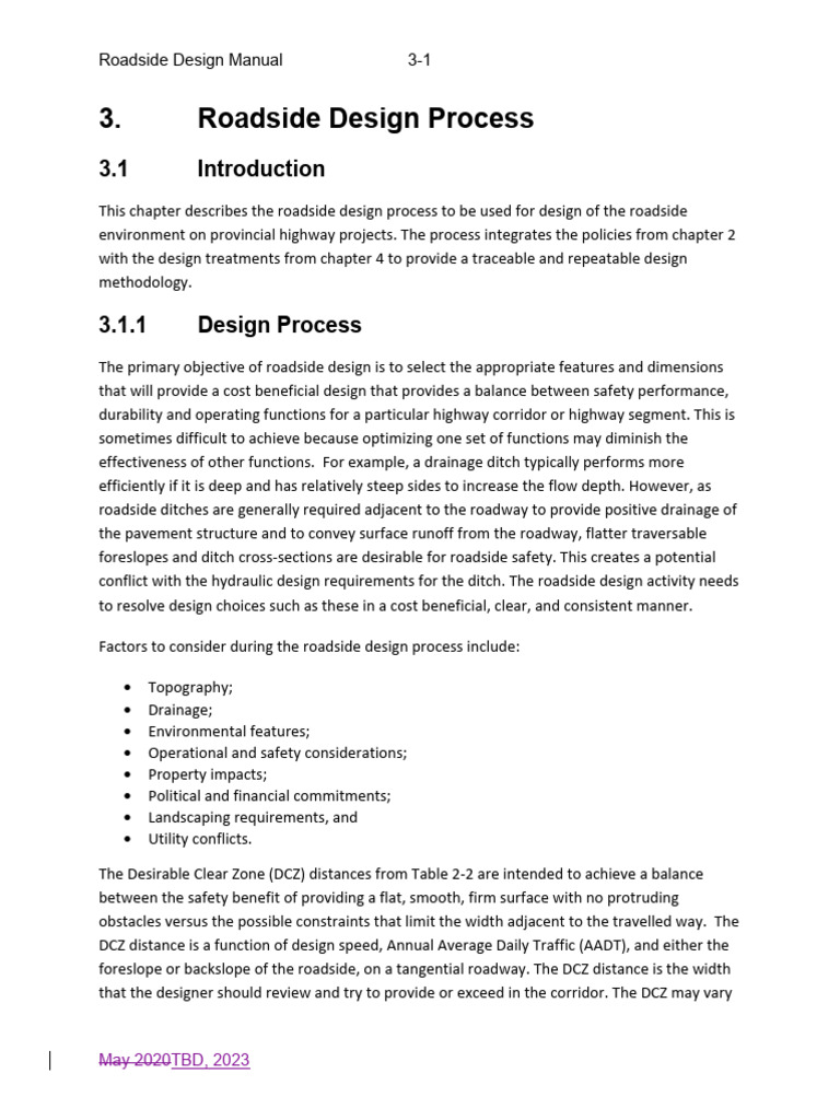 Roadside Design Process Overview | PDF | Tangent | Length