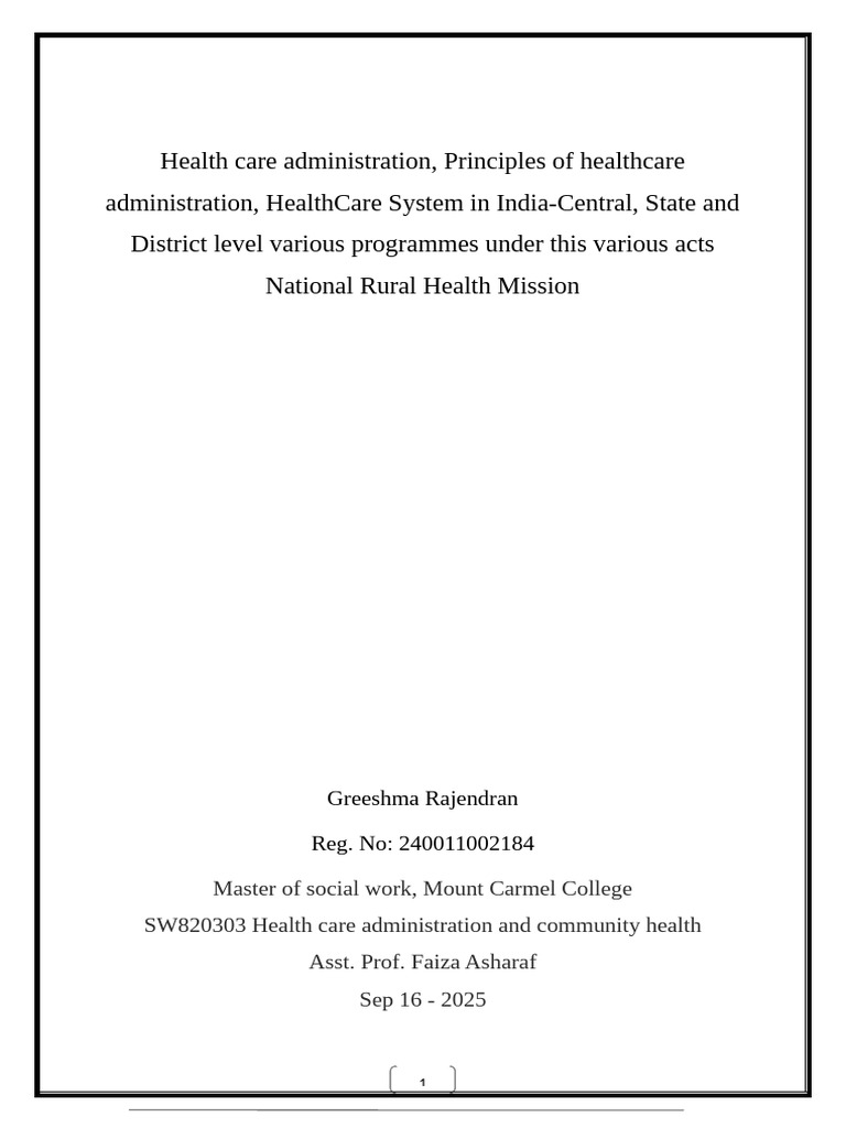 Health Care Administration in India | PDF | Public Health | Social Policy