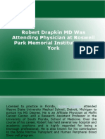 Robert Drapkin MD Was Attending Physician at Roswell Park Memorial Institute, New York