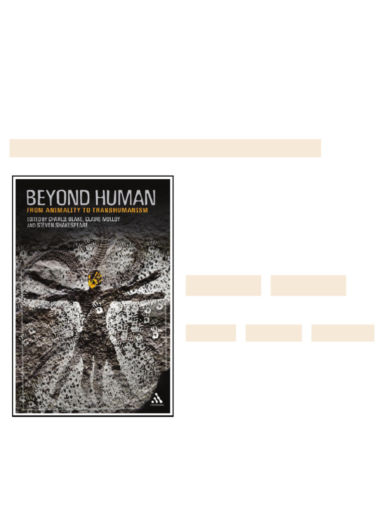 Beyond Human From Animality to Transhumanism 1st Edition Charlie Blake ...