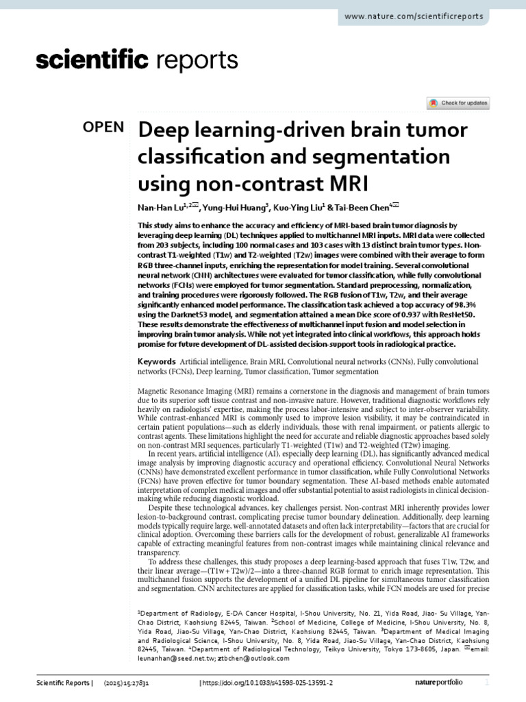 Deep Learning for Brain Tumor MRI Analysis | PDF | Magnetic Resonance ...