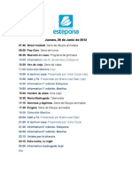 Programación Jueves, 28 de Junio de 2012