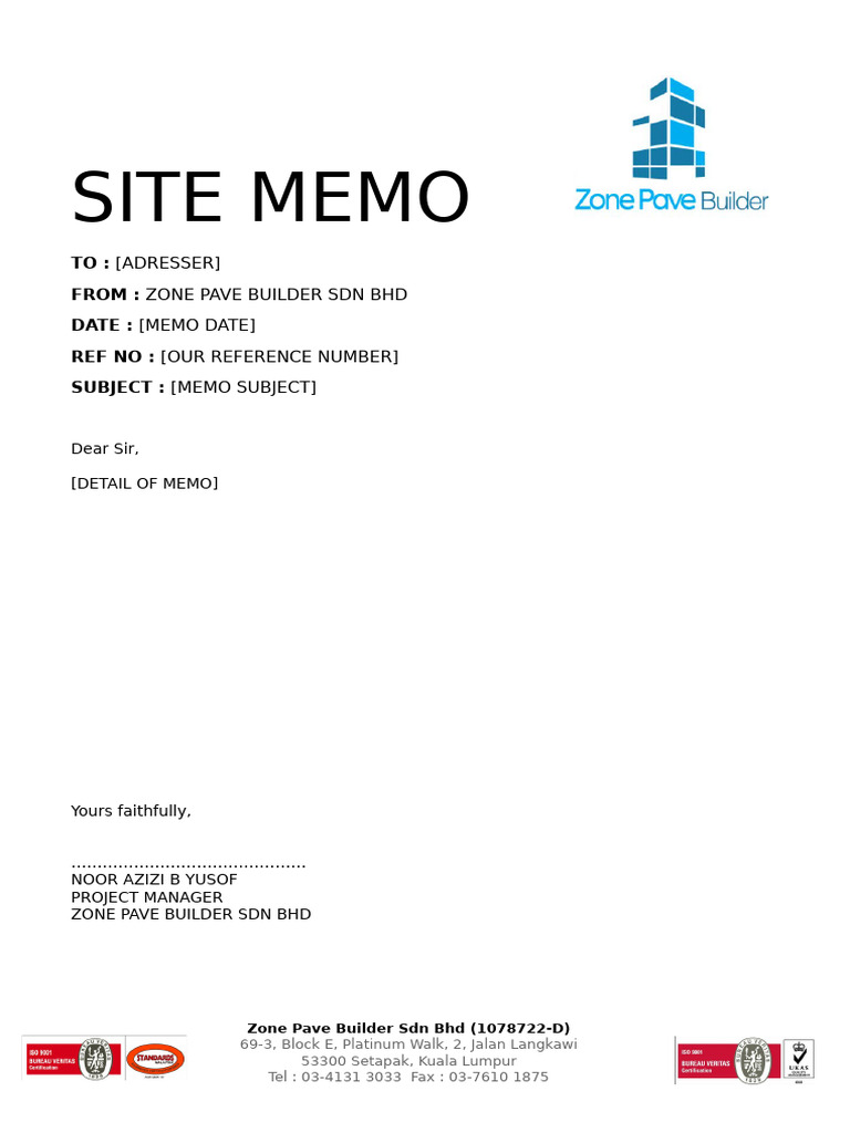 Zpb Qc f 11 Site Memo | PDF