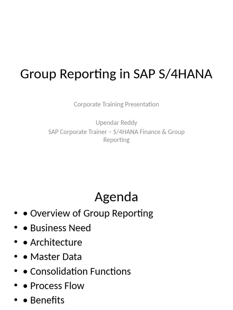 SAP S/4HANA Group Reporting Overview | PDF | Economies | Business