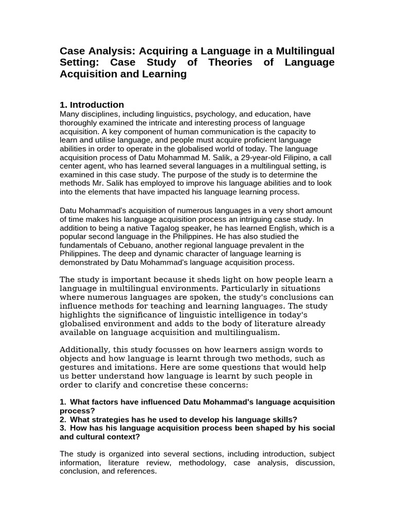 Case Study edited | PDF | Language Acquisition | Multilingualism