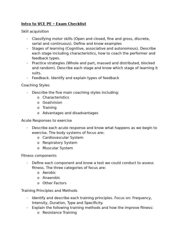 VCE PE Exam Checklist Guide | PDF