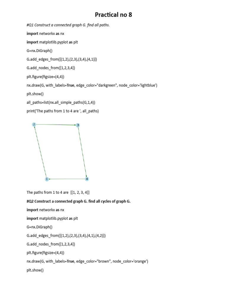 Graph Path and Cycle Analysis in Python | PDF