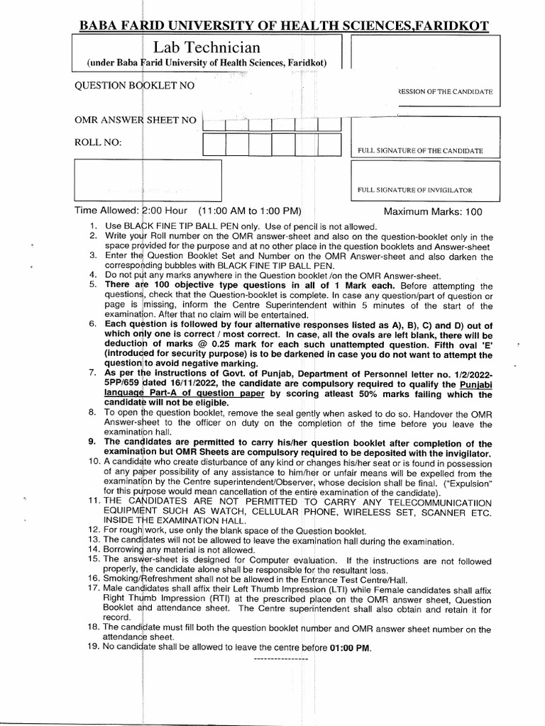Lab Technician 1 | PDF