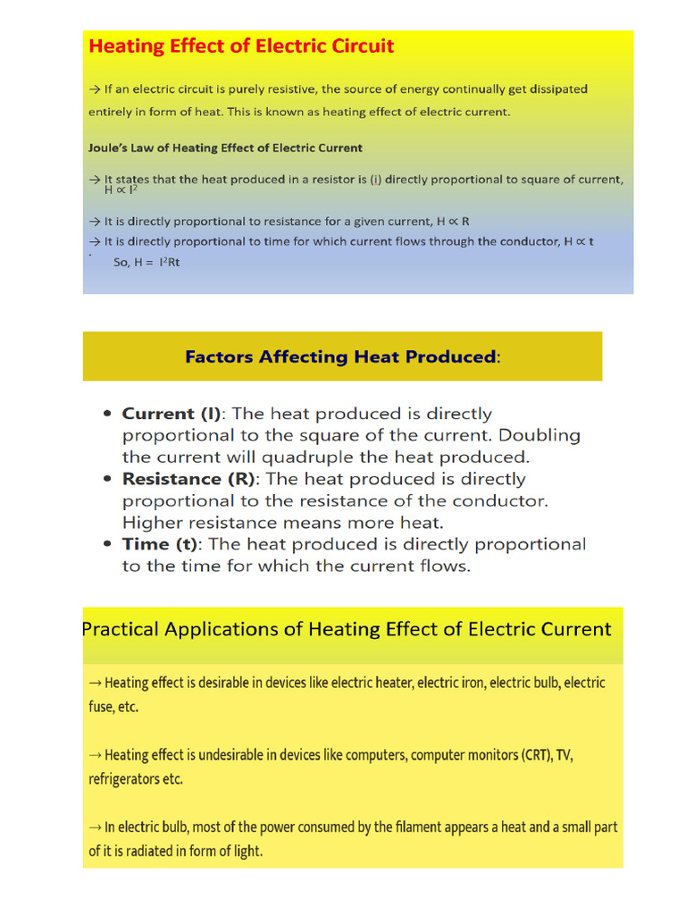 Heating Effect of Electric Current - Notes | PDF