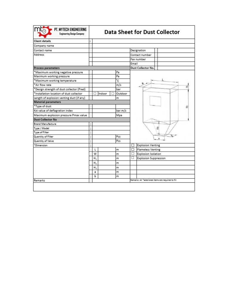Dust Collector Data Sheet Template | PDF