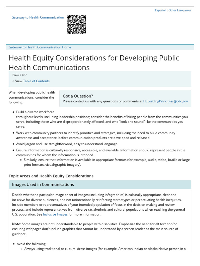 Health Equity Considerations for Developing Public Health ...