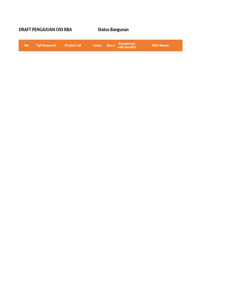 Form Data Exel Pengajuan Oss | PDF