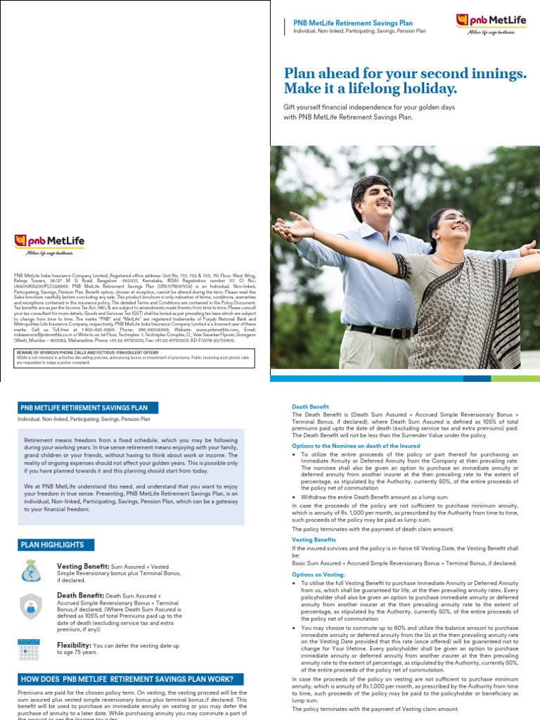 PNB MetLife Retirement Savings Plan Overview | PDF | Insurance | Life ...
