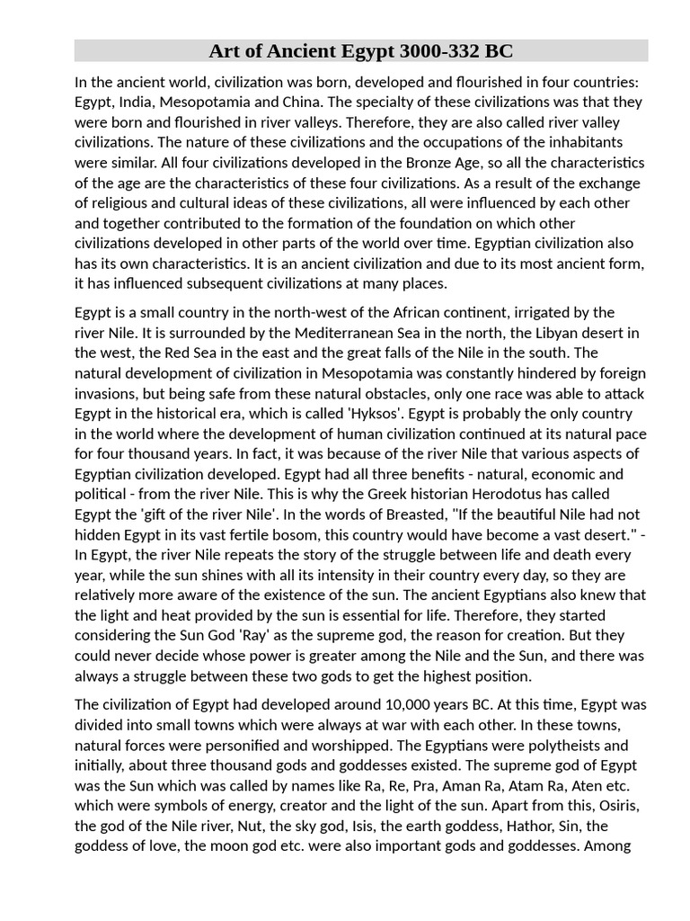 Ancient Egyptian Art and Civilization | PDF | Ancient Egypt | Egyptian ...