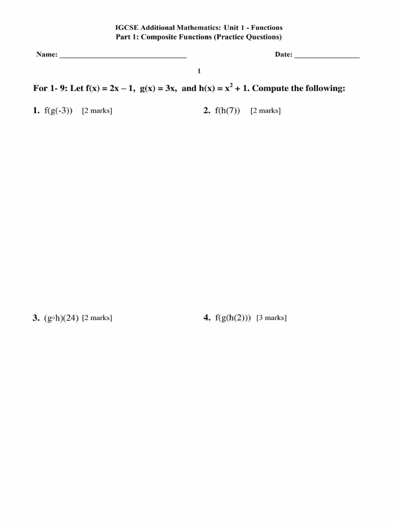 IGCSE Add Maths - Functions (Part 1) | PDF